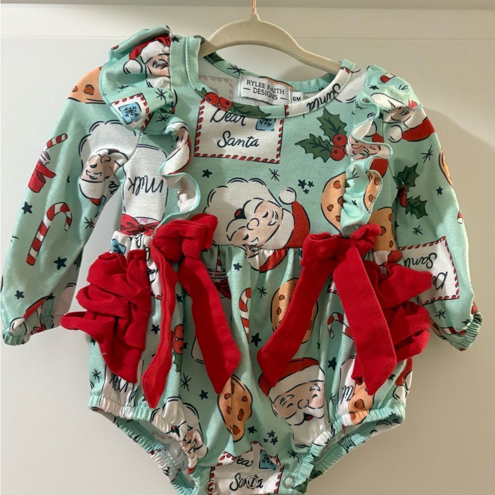Set of 2 Rylee Faith Christmas holiday baby girl outfits 6 months